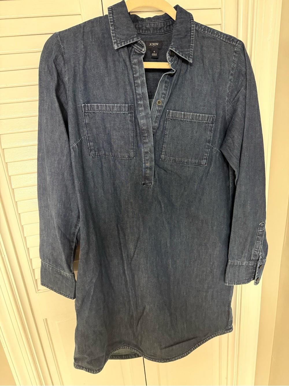 J.Crew Chambray Denim Shirt Dress Size 4 NWOT Long Sleeve
